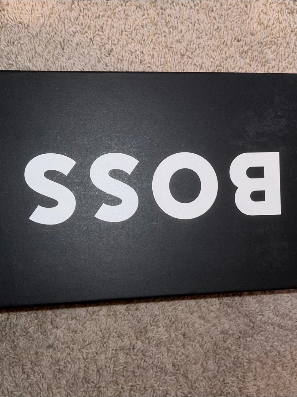 Hugo Boss Dasy Black Leather Logo Ballet Flats with Gold Emblem 6 NWB
